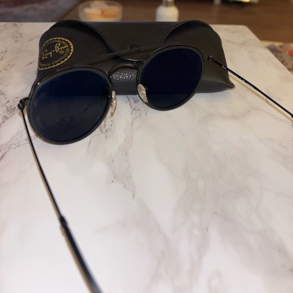 Ray-Ban Dark Round Sunglasses with Case | polarized lenses - Picture 2 of 3